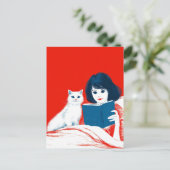 Lesen mit meiner Katze Postkarte (Stehend Vorderseite)