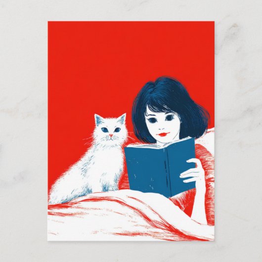 Lesen mit meiner Katze Postkarte (Vorderseite)