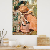 Lesen mit Mutter auf einem Regentag-Poster Poster (Küche)