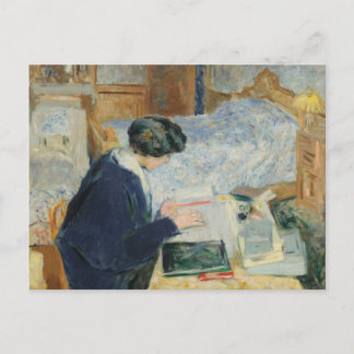 Lesen neben ihrem Bett Postkarte