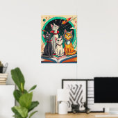Lesen öffnet ein Tor zu kosmischen Katzenabenteuer Poster (Heimbüro)