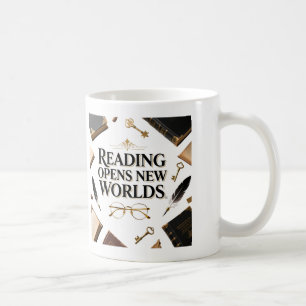 Lesen öffnet neue Welten Buchliebhaber Graphi Kaffeetasse