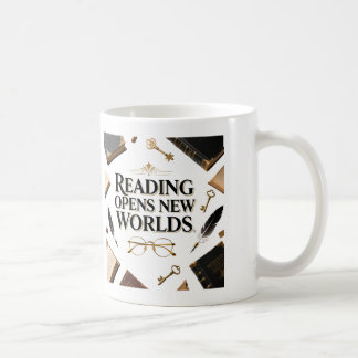 Lesen öffnet neue Welten Buchliebhaber Graphi Kaffeetasse