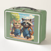 Lesen, Rechtschreibung, Rucksäcke und Lächeln Metall Brotdose (Vorderseite)