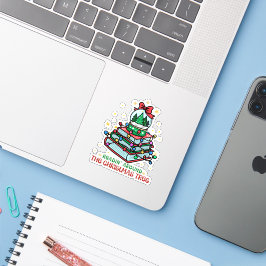 Lesen rund um den Weihnachtsbaum Aufkleber