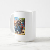 Lesen, Schreiben, Rucksäcke & Lächeln V2+Text Kaffeetasse (Vorderseite Links)