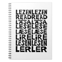 Lesen Sie 8 Sprachen Lino Print Spiral Foto Notebo