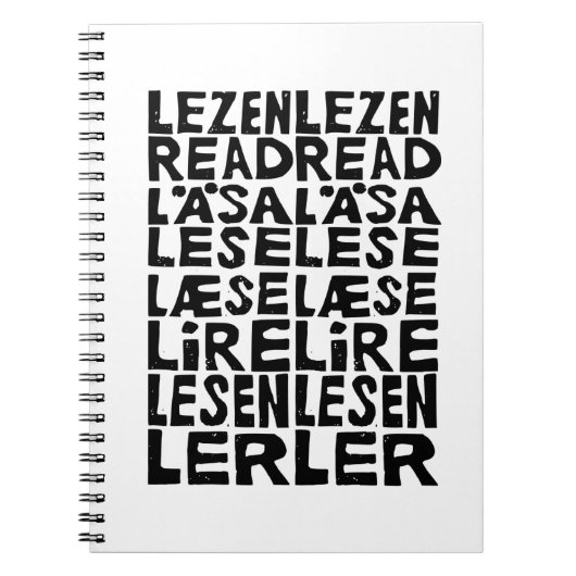 Lesen Sie 8 Sprachen Lino Print Spiral Foto Notebo Notizblock (Vorderseite)