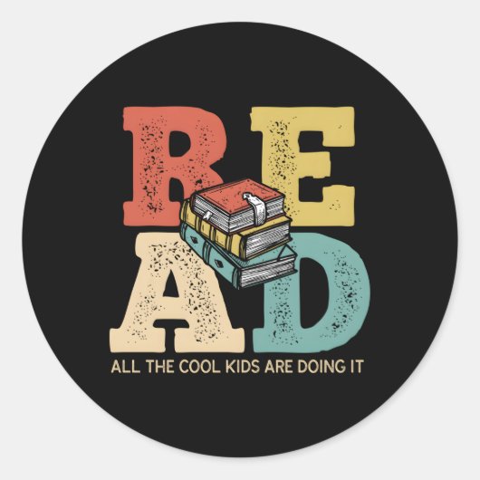 Lesen Sie alle Buchleser Runder Aufkleber (Vorderseite)