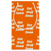 Lesen Sie bald den Text auf Orange Kleine Geschenktüte (Rückseite)