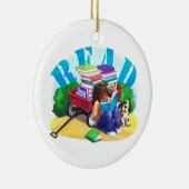 LESEN Sie Buch-Lastwagen-Kunst Keramik Ornament (Rechts)