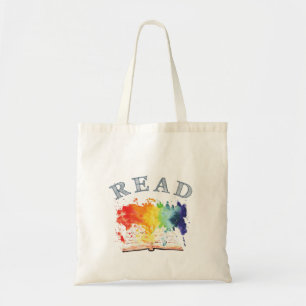 Lesen Sie Buch-Regenbogenwatercolor-Taschen-Tasche Tragetasche