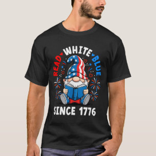 Lesen Sie Bücher 4. Juli Gnom Rot Weiß Blau Spaß T-Shirt