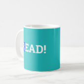LESEN SIE! Cobalt Blue & Turquoise Ein Wort Design Kaffeetasse (Vorderseite Links)