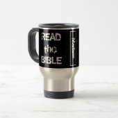 Lesen Sie die Bibel Schwarz Reisebecher (Vorderseite Links)