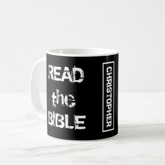 Lesen Sie die Bibel Schwarz & Weiß Kaffeetasse (Vorderseite Links)