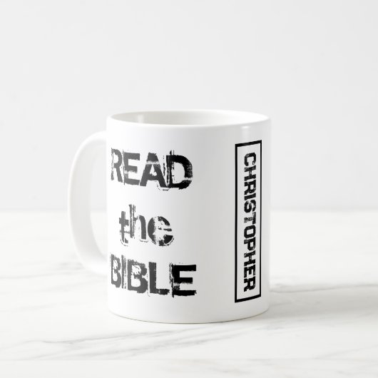 Lesen Sie die Bibel Weiß und Schwarz Kaffeetasse (Vorderseite Links)