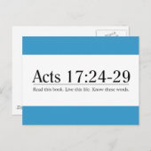 Lesen Sie die Bibelgesetze 17:24-29 Postkarte (Vorne/Hinten)