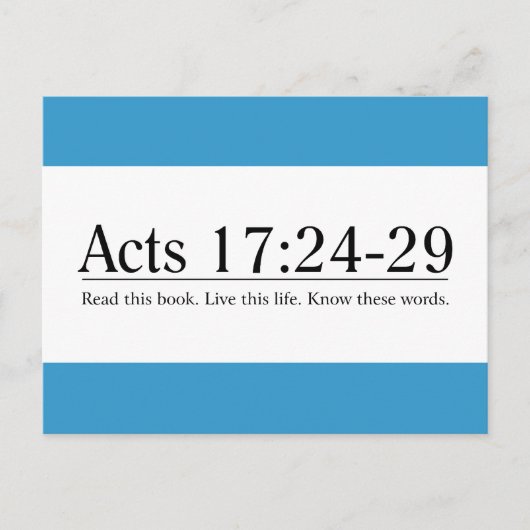 Lesen Sie die Bibelgesetze 17:24-29 Postkarte (Vorderseite)