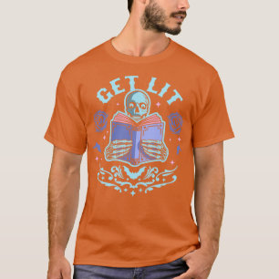 Lesen Sie die Bibliothek B mit Lit Literature Skel T-Shirt