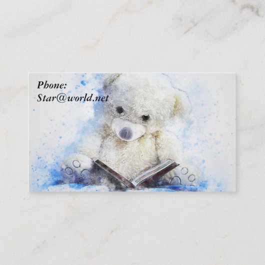 Lesen Sie die Teddy Bear Business Card Visitenkarte (Rückseite)