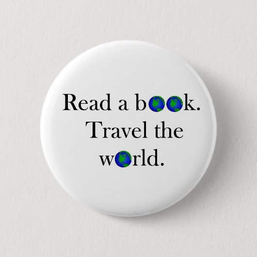 Lesen Sie eine Buch Reise die Welt Button (Vorderseite)