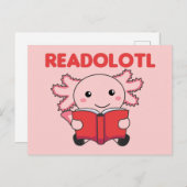 Lesen Sie einen Axolotl, der viele Bücher in Postw Postkarte (Vorne/Hinten)