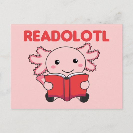 Lesen Sie einen Axolotl, der viele Bücher in Postw Postkarte (Vorderseite)