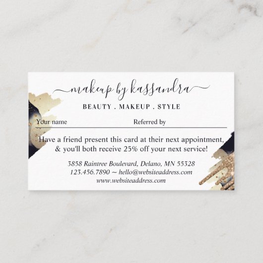 Lesen Sie einen Beauty Navy Ink Gold Glitzer Tropf Visitenkarte (Rückseite)