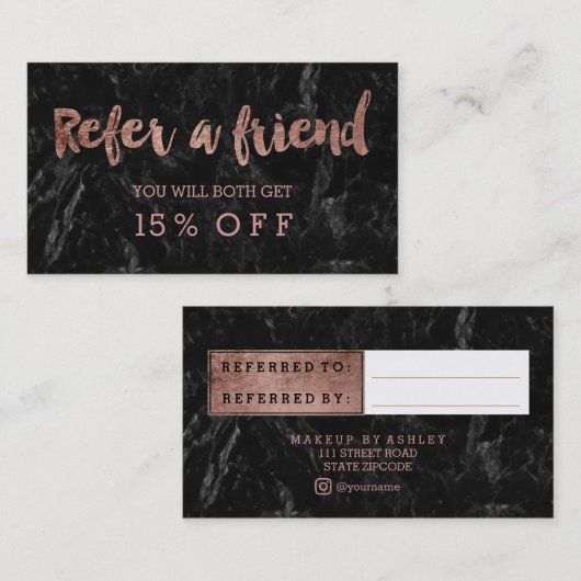 Lesen Sie einen Freund Rose Gold Typografie schwar Empfehlungskarte (Vorne/Hinten)