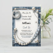 Lesen Sie Elegant Gem Bling Denim und Diamonds Swe Einladung (Stehend Vorderseite)