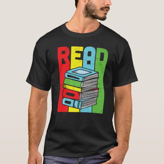 Lesen Sie farbenfrohe Buchlesung T-Shirt (Vorderseite)