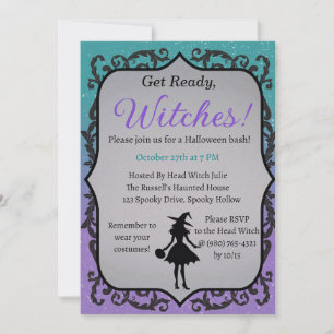 Lesen Sie, Hexen! Halloween-Party Einladung