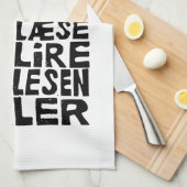 Lesen Sie in 8 Sprachen Lino Print Kitchen Handtüc Geschirrtuch (Viertel Falte)