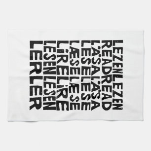 Lesen Sie in 8 Sprachen Lino Print Kitchen Handtüc Geschirrtuch