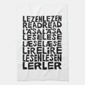 Lesen Sie in 8 Sprachen Lino Print Kitchen Handtüc Geschirrtuch (Vertikal)