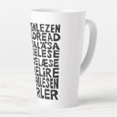 Lesen Sie in 8 Sprachen Lino Print Latte Tasse (Rechte Ecke)