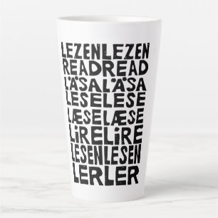 Lesen Sie in 8 Sprachen Lino Print Latte Tasse