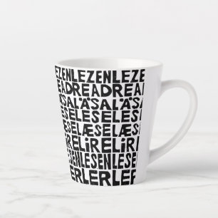 Lesen Sie in 8 Sprachen Lino Print Latte Tasse