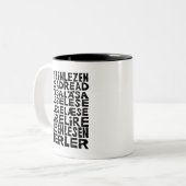 Lesen Sie in 8 Sprachen Lino Print Tasse (Vorderseite Links)