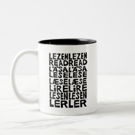 Lesen Sie in 8 Sprachen Lino Print Tasse