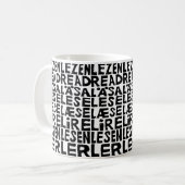 Lesen Sie in 8 Sprachen Lino Print Tasse (Vorderseite Links)