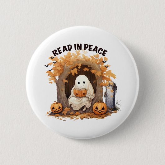 Lesen Sie in Peace Boo Ghost Button (Vorderseite)