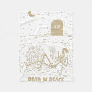 Lesen Sie in Peace Skeleton Bücher lesen Funny Hal Fleecedecke