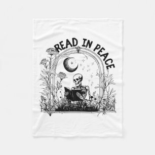 Lesen Sie in Peace Spooky Lehrer Skeleton Buch Ha Fleecedecke