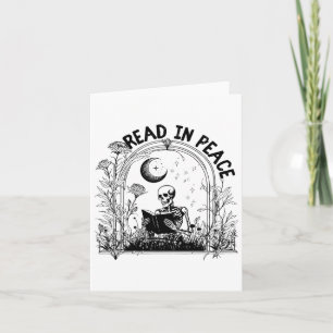 Lesen Sie in Peace Spooky Lehrer Skeleton Buch Ha Karte
