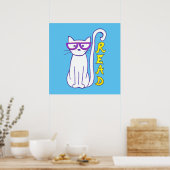 Lesen Sie Katze mit Brille für das Klassenzimmer R Poster (Küche)