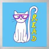 Lesen Sie Katze mit Brille für das Klassenzimmer R Poster (Vorne)