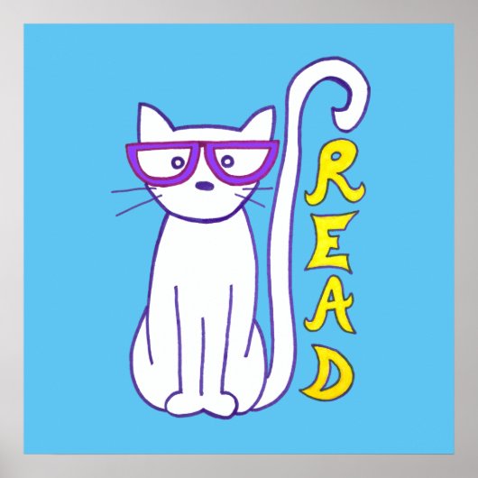 Lesen Sie Katze mit Brille für das Klassenzimmer R Poster (Vorne)
