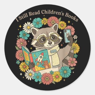 Lesen Sie Kinderbücher süßer Waschbär buchliebhabe Runder Aufkleber